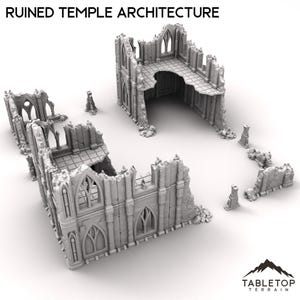 Ruined Temple Architecture - Tabletop Terrain Grimdark Gothic Miniature Wargame Sci-Fi 28mm 32mm