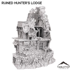 Ruined Hunter&#39;s Lodge - Hagglethorn Hollow - Fantasy Ruins - DND AoS Pathfinder Conquest Printable Scenery Tabletop Terrain