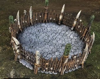 Fighting Pit - Terreno tribal - Terreno de fantasía DND AoS Pathfinder Escenografía imprimible Miniatura Wargame Terreno de mesa Terreno de jungla