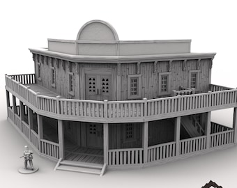 Western Hotel and Saloon - Wild West Terrain Wargaming RPG Exodus Western Rush 28mm 32mm