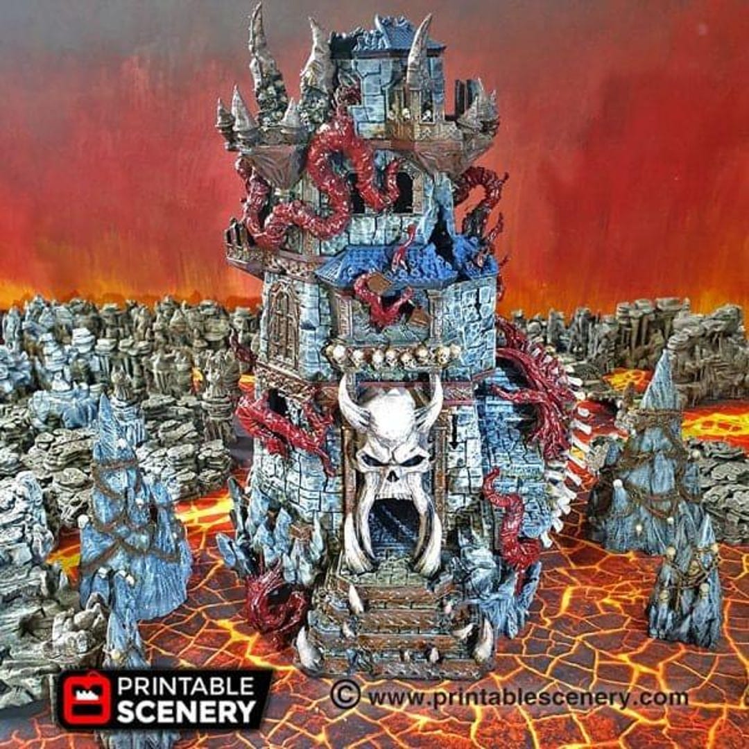 Demonic Building Demonhelm - Fantasy Demon Building - Tabletop Terrain Demon Chaos ...