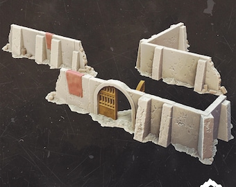 Paredes modulares Mos Jemra - Borda externa de terreno de mesa compatível com Star Wars Legion Shatterpoint