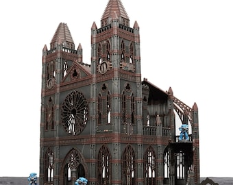 Catedral Imperial en Ruinas - Terreno de Mesa, Miniaturas Góticas Oscuras para Juegos de Guerra, Ciencia Ficción, 28 mm, 32 mm