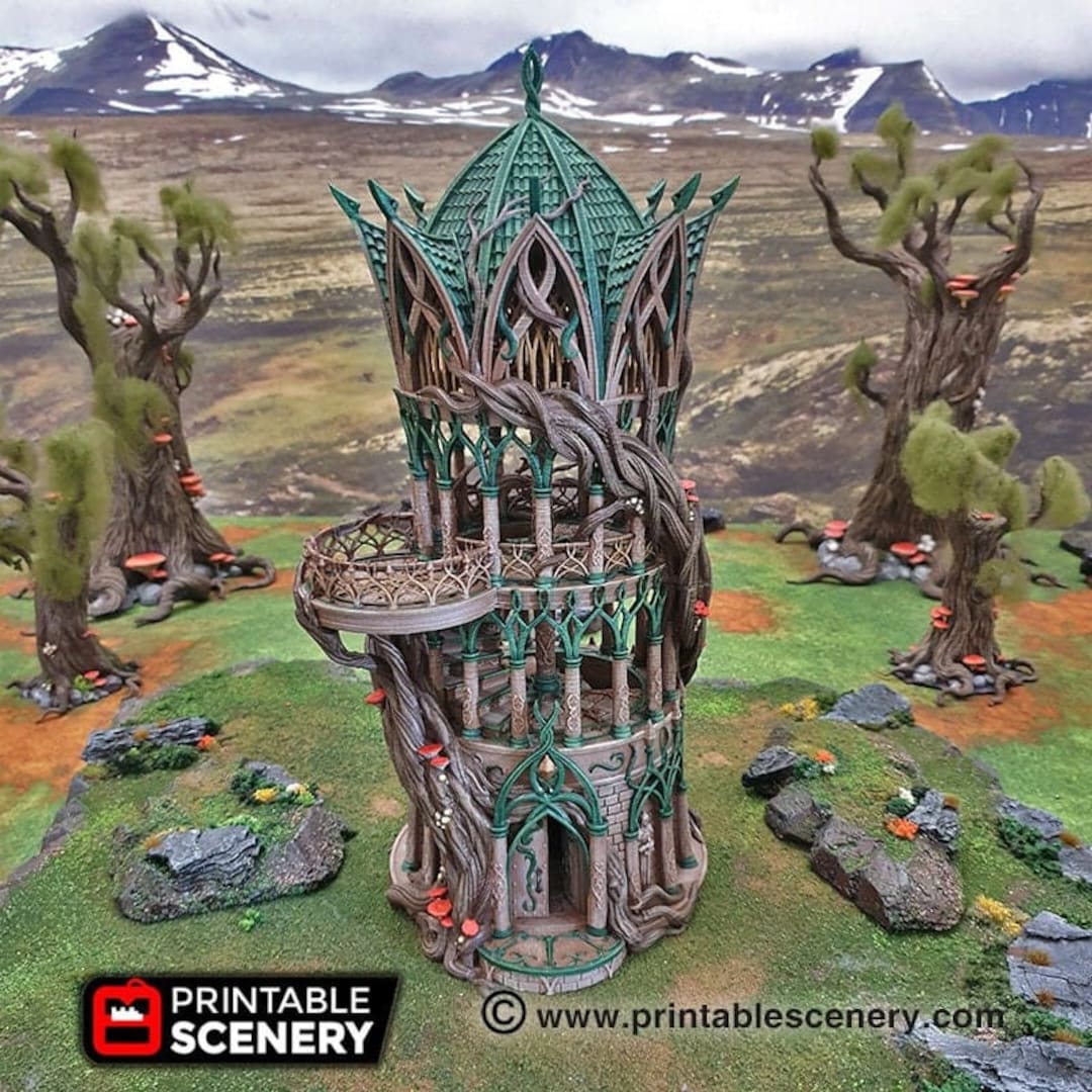 Tower Aeternus Elven Building Fantasy Terrain DND Aos - Etsy