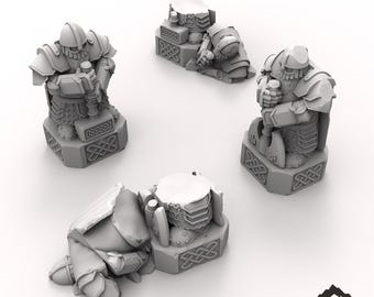 Dwarven Statues - Tabletop Terrain Fantasy DND Miniature Roleplaying Wargame 28mm 32mm