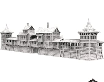 Medieval Gatehouse - DND AoS Pathfinder Conquest MiniatureLand Tabletop Terrain Miniature Wargame 28mm