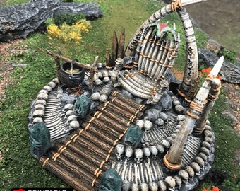 Trono del Jefe de Guerra - Terreno Tribal - Terreno de Fantasía DND AoS Pathfinder Escenografía Imprimible Miniatura Wargame Terreno de Mesa Terreno de Jungla