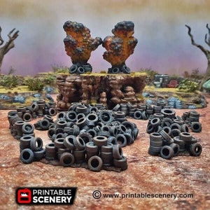 Tire Obstacles Apocalyptic Scatter Terrain Gaslands Terrain Post-Apocalyptic Walking Dead Fallout Wasteland Warfare Tabletop Terrain Wargame