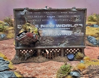 Ruined Billboards and Signs - Apocalyptic Terrain - Gaslands Terrain Post-Apocalyptic Walking Dead Fallout Wasteland Warfare