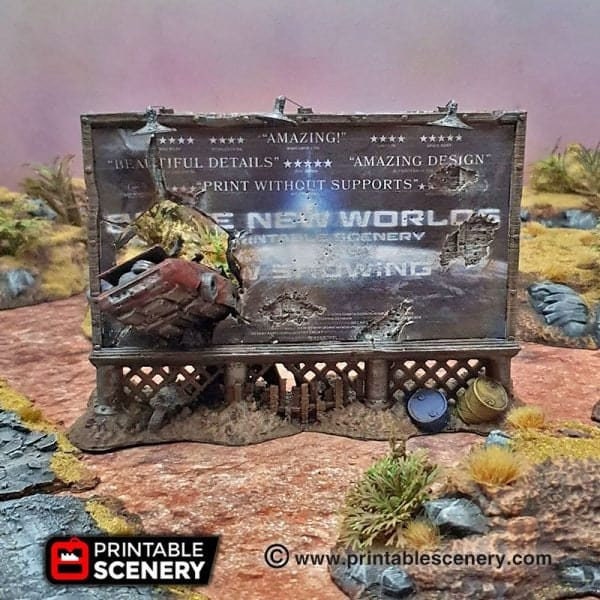 Ruined Billboards and Signs - Apocalyptic Terrain - Gaslands Terrain Post-Apocalyptic Walking Dead Fallout Wasteland Warfare