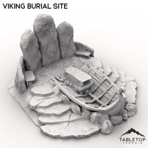 Lugar de entierro vikingo - Terreno de mesa para juegos de rol de fantasía D&D, miniaturas de 28 mm y 32 mm