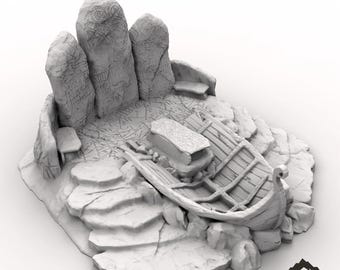 Sitio de entierro vikingo - Terreno de mesa Fantasía DND Miniatura Juego de rol Wargame 28 mm 32 mm