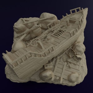 Partially Rendered Miniature Model Ashored Galley - DND Aos Pathfinder Conquest Miniatureland Tabletop ...