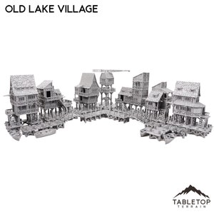Old Lake Village - DND AoS Pathfinder Conquest MiniatureLand Tabletop Terrain Miniature Wargame 28mm Lake Town Fantasy Village Medieval