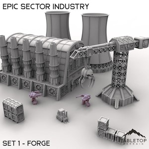 Epic Sector Industry - Set 1 - Forge - 6mm 8mm Mech Wargames Tabletop Terrain Compatible with Small Scale Epic Wargames