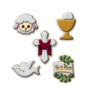 Easter Cookie Cutter Set: Lamb, Chalice, Cross, Dove, Risen