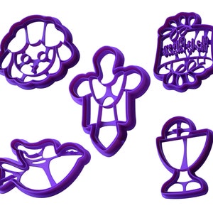 He is Risen Cookie Cutter Set with Sharp Edges, Easter Lamb Chalice Cross Dove Cookie Cutters with Fast Free Shipping Complete Set (5pc)