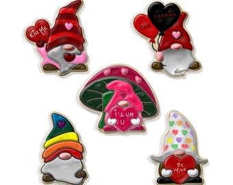 Love Gnomes Cookie Cutters: Valentine's Day ABS Plastic Cutters