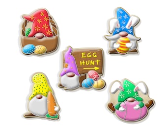 Gnome Easter Egg Hunt Cookie Cutter Set: Detailed ABS Plastic Cutters