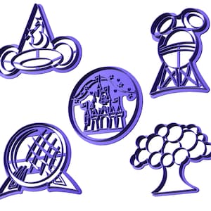 Theme Park Icon Cookie Cutters, Theme Park Attraction Ride Cookie Cutters, Fondant and Clay Cutters Disney