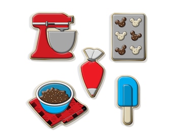 Theme Park Baking Cookie Cutter Set: Mixer, Bowl, Spatula
