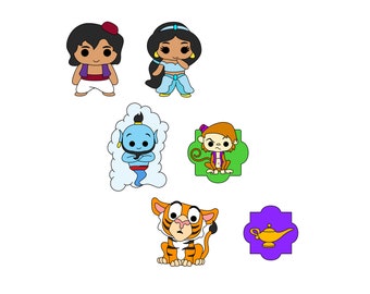 Aladdin Cookie Cutters: Arabian Prince, Princess, Genie, Tiger, Monkey, Lamp