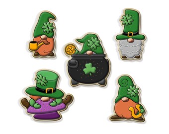 St Patricks Day Gnome Cookie Cutter Set: Detailed or Outline Cutters