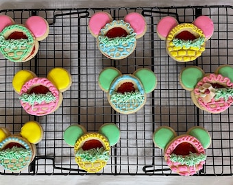 Mouse Shaped Linzer Cookie Cutters: Basket Weave Stamp, 3 Piece Set