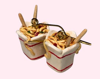 Chinese Noodles Earrings | Handmade Polymer Clay Jewelry | Quirky Gift | Miniature Food Accessories | Ramen Noodles | Made to Order