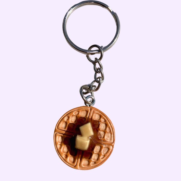 Waffle Keychain | Made to Order Handmade Polymer Clay Holiday Quirky Gifts Miniature Food Cute Breakfast Waffles