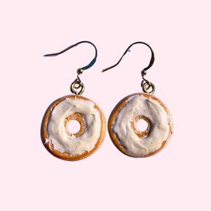 Bagel & Cream Cheese Earrings | Handmade Polymer Clay Jewelry Quirky Gift Miniature Food Sweets Dessert
