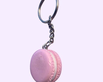 Macaron Schlüsselanhänger 3 Farben | Handgefertigt Polymer Clay süsse schrullige Geschenke Miniatur Essen niedlich Macaron Dessert Feinschmecker Accessoire