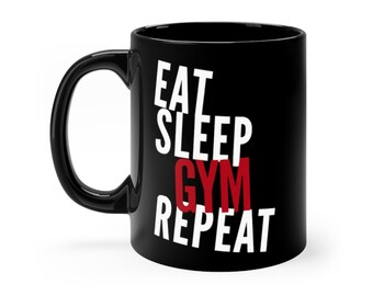 CS906 Eat Sleep Lift Repeat/Gift for Gym Lover Novelty Funny Coffee Tea Drink Gift Glossy MDF Wooden Coaster