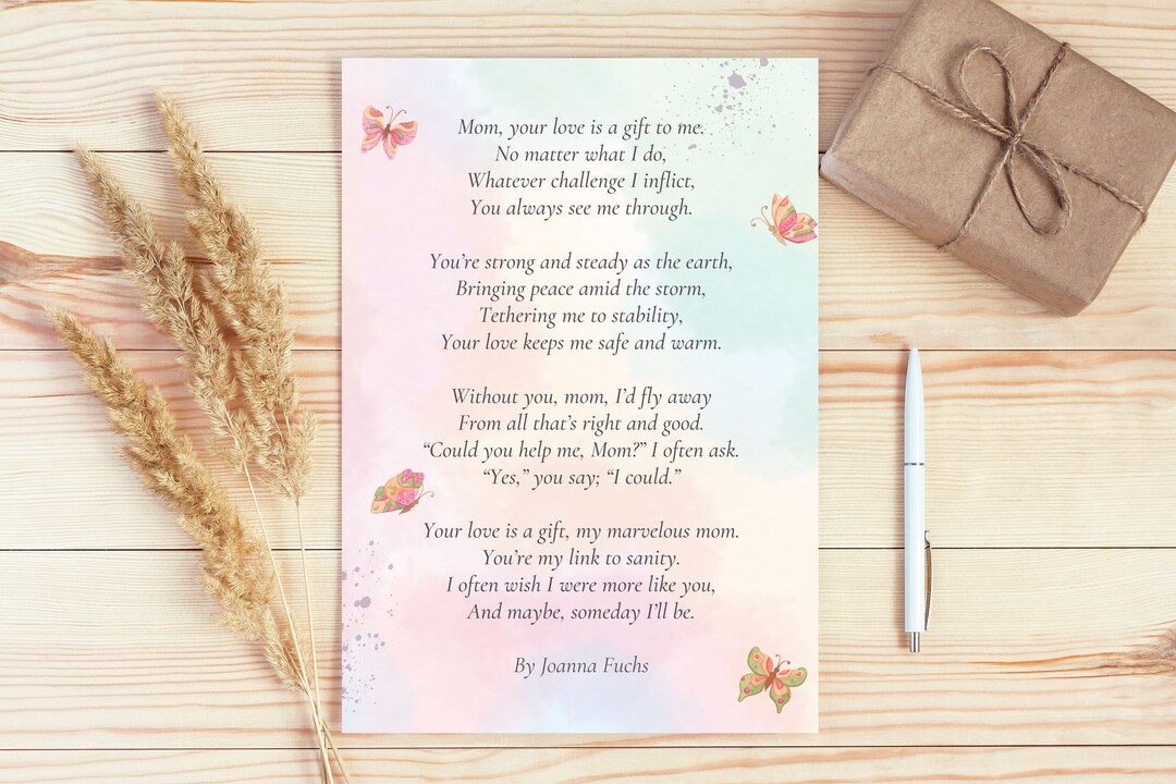 Digital Gift for Mom Mother Poems Mom Poem Print Digital Download