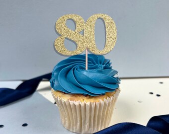24 Cupcake-Topper Zum 80. Geburtstag - Vintage-Stern-Design Mit „Hello Eighty“ & 1945-Motiv - Perfekte Deko Für Kuchen, Desserts & Motto-Partys