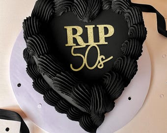 RIP 50s Cake Topper - Bento heart Cake Charm, F*ck 60, 59 plus 1 , Happy Birthday - milestone - 60th sixty - Funny death to 50 - sheet cake