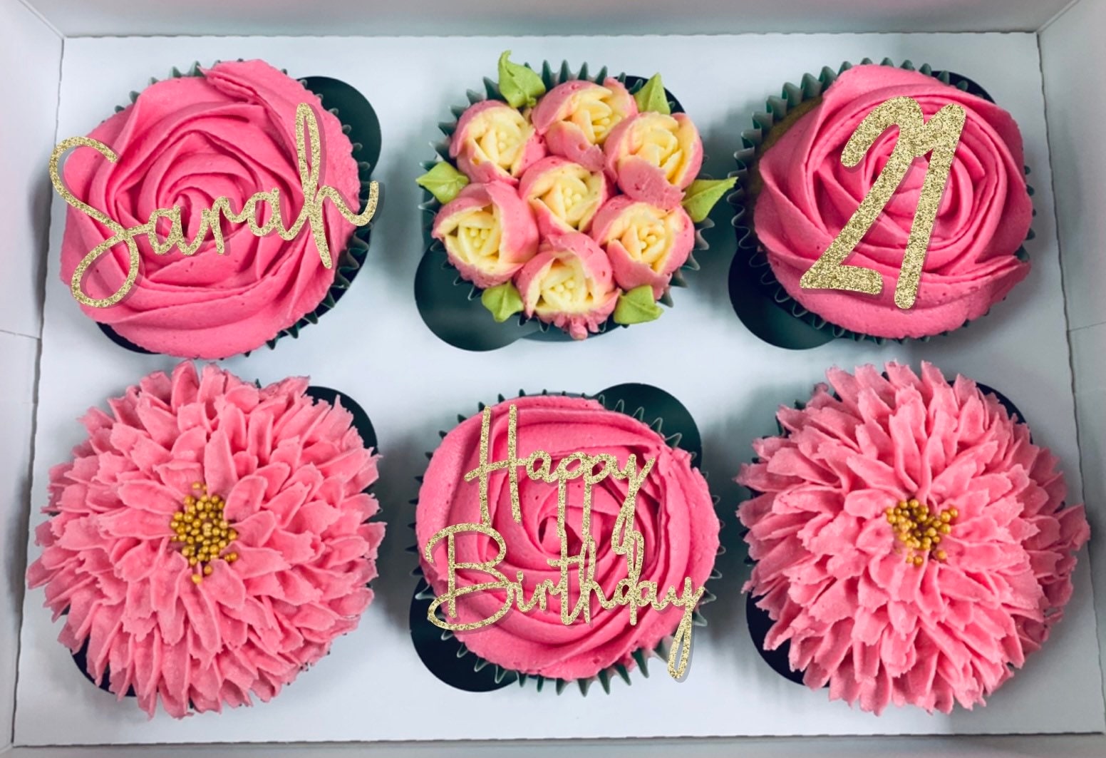 Toppers de gâteau cupcake joyeux anniversaire personnalisés