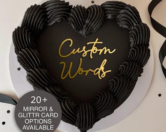 Custom Cake Charm - Personalised Cake Topper - bento heart - custom text name age Mirror & Glitter options - birthday hen party baby shower