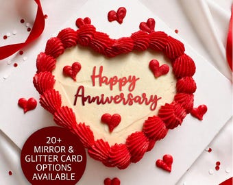 Happy Anniversary Cake Topper, Glitter & Mirror Options, Custom Wedding Anniversary Bento Cake Charm, Matching cupcake toppers available