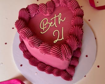 Custom Name and Age Cake Charm - Personalised Cake Topper - bento heart text Mirror & Glitter options any colour happy birthday Lambeth 21