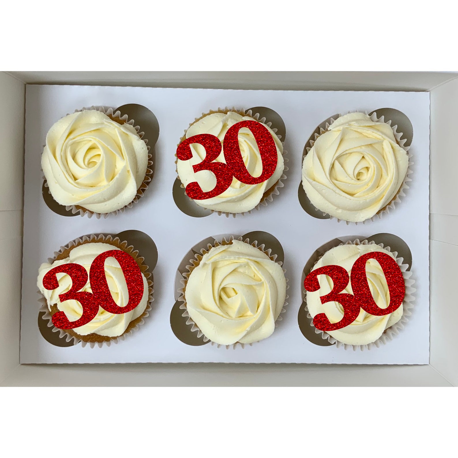 30th Cupcake Topper 30 Happy Birthday Cupcake Cake Toppers Etsy UK