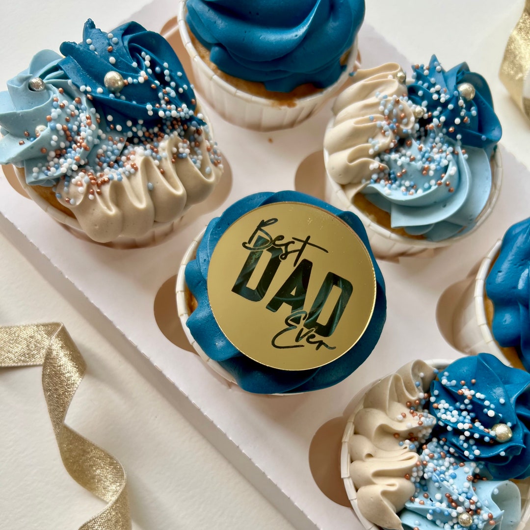 10 Pcs Happy Father's Day Cake Toppers - Gold Acrylic Cupcake Picks For Dad's Birthday Party Decor - View #6