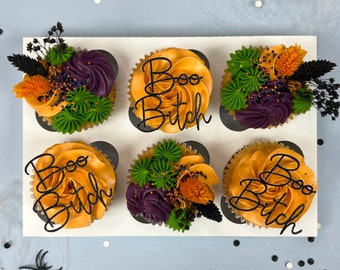 Boo Bitch - Girls Halloween - Cupcake Cake Toppers - halloween cupcake topper - happy Halloween - party decor - cake - trick or treat - gal