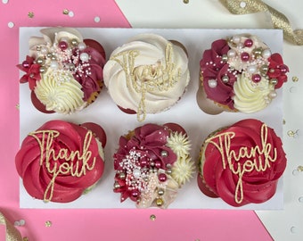 Thank you Cupcake Toppers - Any Colour - Customisable - Cake Topper - best teacher - school leaver - thank you gift - gift idea - thanks