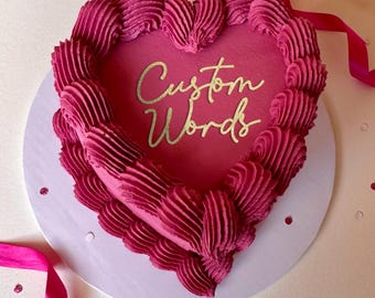 Custom Cake Charm - Personalised Cake Topper - bento heart - custom text name age Mirror & Glitter options - birthday hen party baby shower