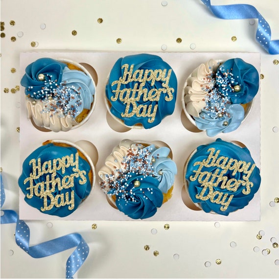 24 Glitzer-Cupcake-Topper Zum Vatertag – Werkzeug-Motiv, Silber – „Bester Papa“ – Inklusive Stiele – Für Vatertags- & Geburtstagsparty