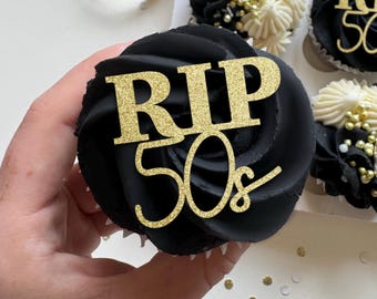 RIP 50s Cupcake Topper - Bento Cake Charm, F*ck 60, 59 plus 1 , Happy Birthday - milestone - 60th birthday - sixty 60th - Funny death to 50