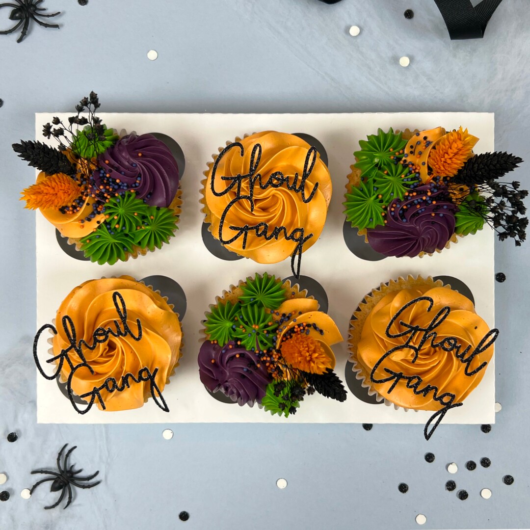 thumbnail image 2 of Black Glitter Little Ghoul Cake Topper, Birthday Ghoul/A Baby Is 2 of 9