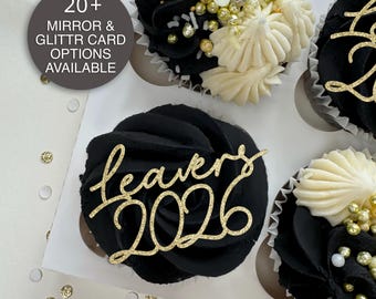 Leavers 2026 Cupcake Toppers - Bento Cake Charm -Mirror & glitter -School prom Gift - Customisable - End of primary college sixth form - EC1