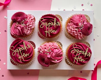 Personalised Hen Cupcake Toppers - Bride to Be - Bridal Party  - Wedding - She Said Yes - Bridal Shower - engagement - Hen do  bachelorette